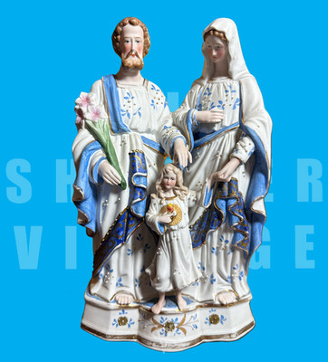 Holy Family Mary Joseph Jesus Statue Vintage French Porcelain Easter Sale