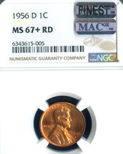 1956 D LINCOLN WHEAT CENT NGC MS67+ RD MAC FINEST & SPOTLESS *