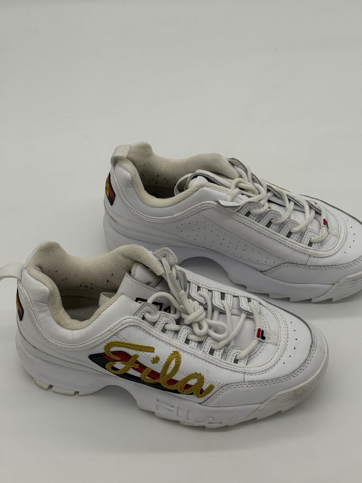 SAOLA Sneakers firmate Fila Disruptor II da donna taglia US 9 bianche suola grossa plateau