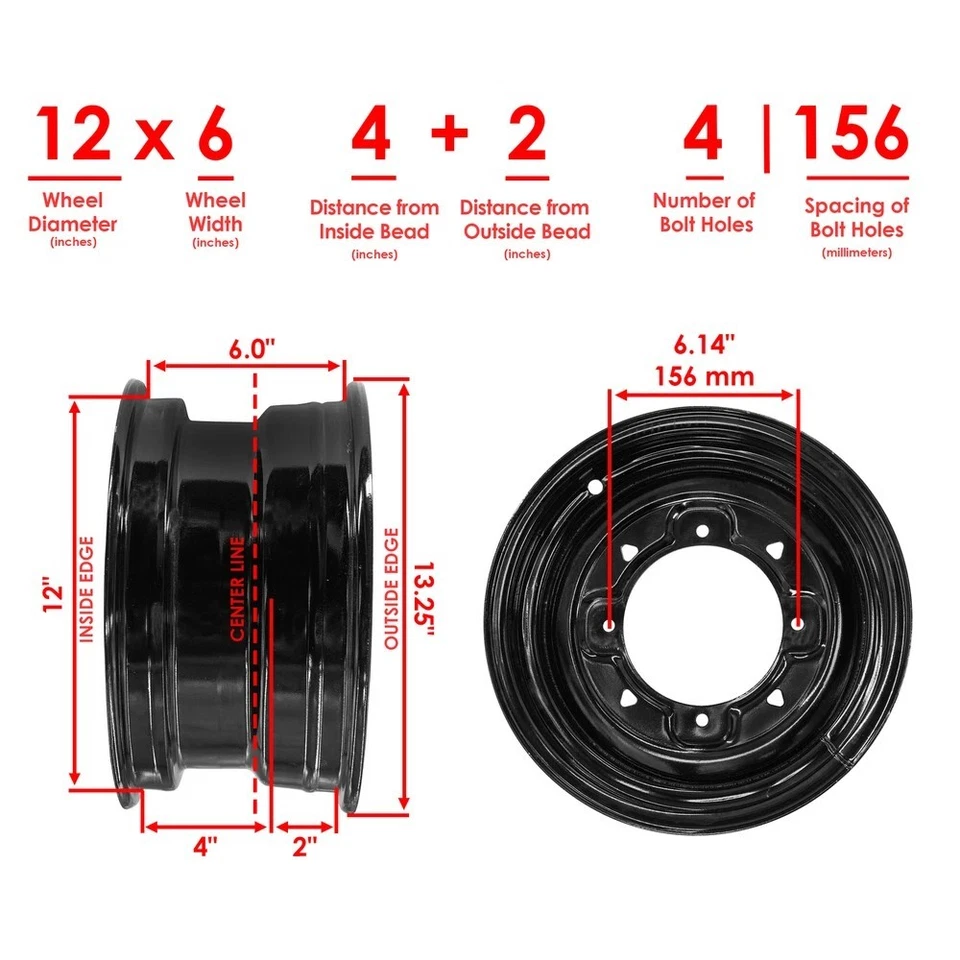 Caltric Front Wheel Rim For Polaris Ranger 500 2009-2022 / Ranger 570 2014-2025 - Image 2 of 4