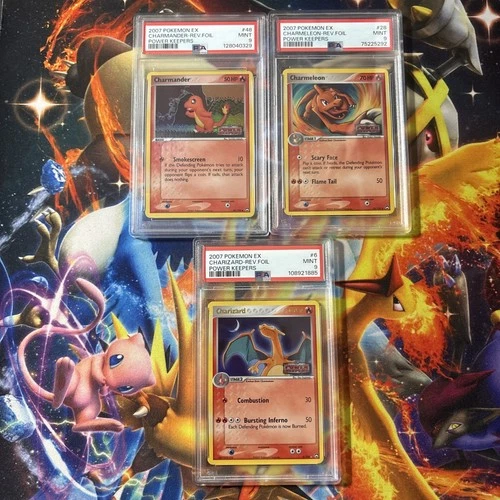 2007 POWER KEEPERS CHARIZARD/Charmeleon/Charmander REVERSE holo PSA 9
