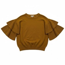 Suéter Madewell Manga Nivel Mezcla Lana XXS Dorado Mostaza Cuello Barco Se Ajusta Como Pequeño
