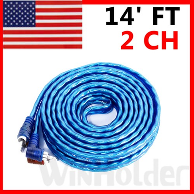 #ad 14#x27; FT Amp RCA phono cable Stereo Car Audio Cable Connect Cable for 2 Channel $10.99