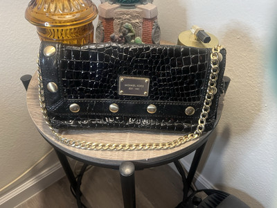 Michael Kors MK Satchel Handbag Limited Edition Black Gold-Studded