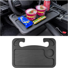 Car Steering Wheel Tray, 2 in 1 Auto Steering Wheel Desk for Eating Drinks Lapto