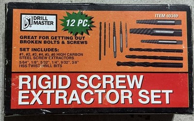Drill Master Rigid Screw Extractor Set 40349 with case & box get out bolts screw