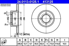 2x ATE Bremsscheibe 24.0113-0125.1 für OPEL ASCONA MANTA KADETT REKORD CC Rallye