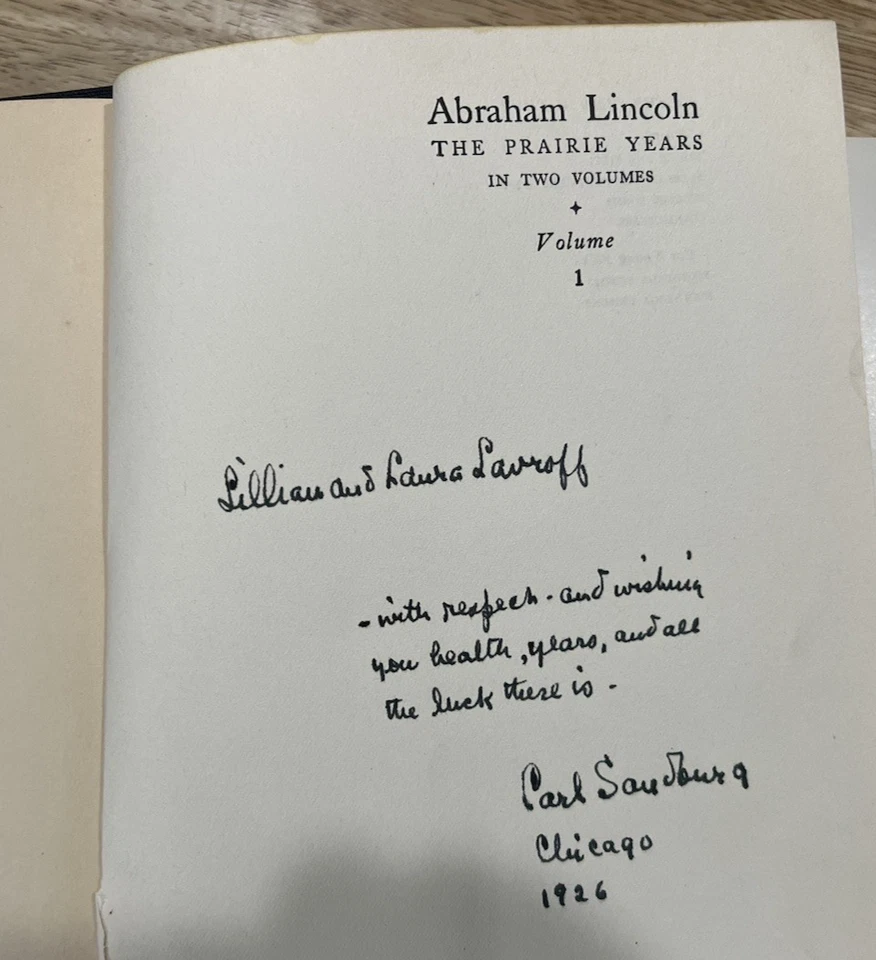 Carl Sandburg (1926 SIGNED+ Volume One ) Abraham Lincoln: The Prairie Years - Image 2 of 4