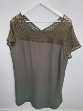 Lovedrobe Khaki Khaki/Olive Green Lace Yoke Dress (Size UK 20) - BNWT