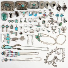 Large Assortment of Native American/Southwestern Sterling Silver Jewelry 616.5g