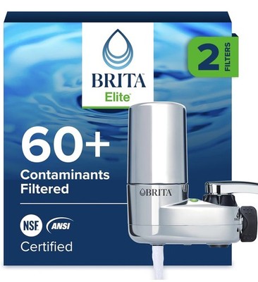 Brita Faucet Mount Water Filter System Chrome, No-Wait Filtration, Easy Install