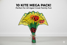 Ladybug Sunflower Large Delta Kite with String, Handle, Carrying Bag,10 kites