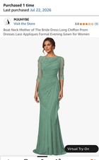 Size 16 Amazon dress party wedding 3/4 Sleeve Sage Mother Of Bride