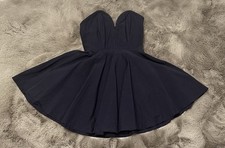 Nasty Gal Strapless Dress Small Solid Navy Blue Corset Prom Cocktail Formal