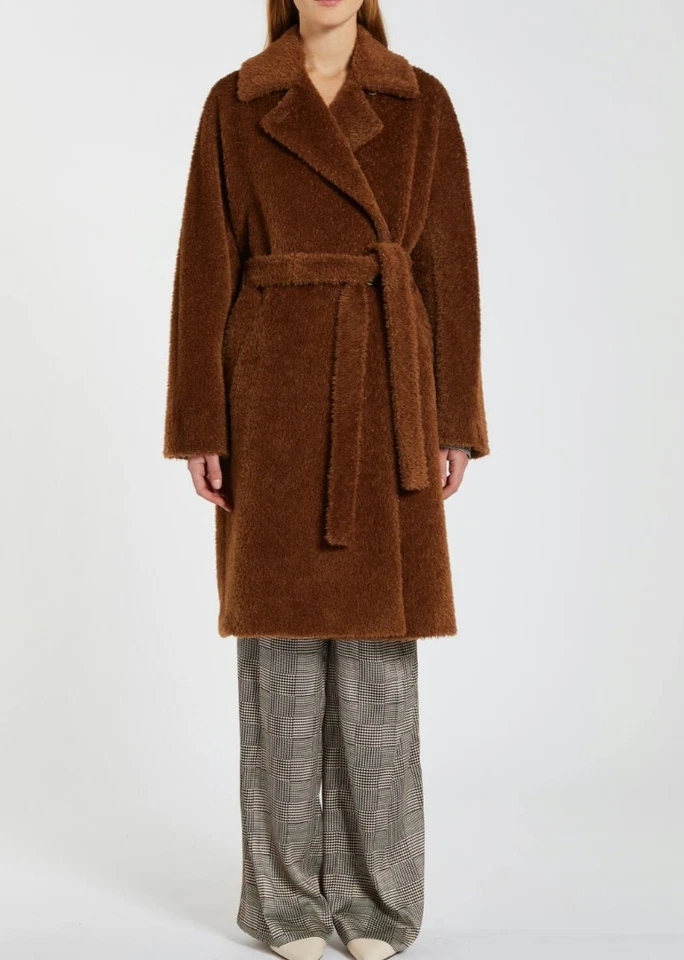 Marella by Max Mara Ippy Alpaca Wool Belted Coat, Brown UK 10 RRP £835 BNWT - Image 4 of 4