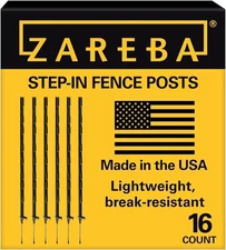 Zareba A-48B 4-Foot Step-in Electric Fence Posts - 16 Pack for Electric Fence Sy