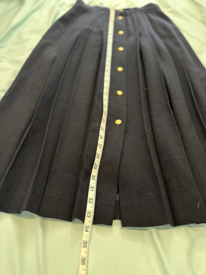 Maxi falda plisada larga de lana azul marino vintage de los años 70/80 JH coleccionable para mujer talla:12 Foto 4 de 4