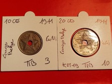 Congo Belge 2 pièces de 10 et 20 cts 1911