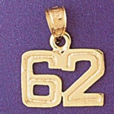 Number 62 Charm Pendant 14k Gold 1.2 Grams 