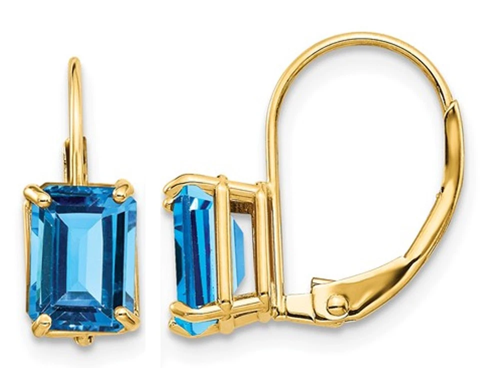 2.6 Carat (ctw) Blue Topaz Earrings 14K Yellow Gold