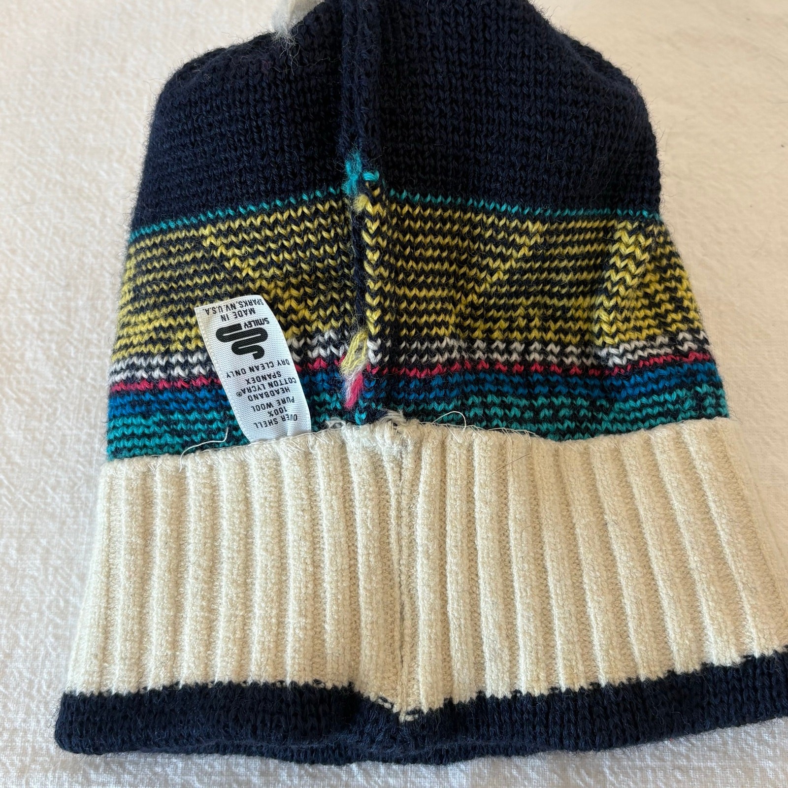 Vintage Nordic Pure Wool Nordic Ski Hat Beanie Pom Pom Made in USA Sparks NV image 4