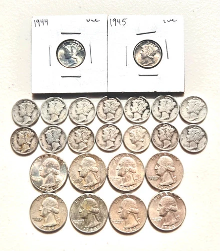 $3.60 Face Value 90% Constitutional Silver Lot inc. 2 UNC Mercury Dimes
