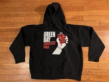 VINTAGE Green Day American Idiot Hoodie Men  s Large Black Y2K