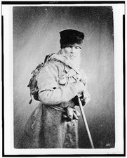 Photo:Bearded Man wearing Backpack,walking stick,Russia,1880-1924,hat