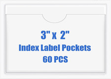 60 PCS Self Adhesive Index Card Pockets with Top Open, Clear Plastic Label Holde