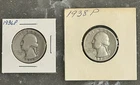 1936 P. 1938 P WASHINGTON QUARTERS, CIRCULATED, UNGRADED