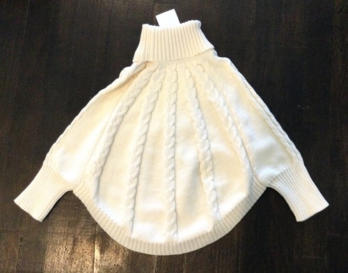 VIRGIL KIDS GIRLS TURTLENECK FALL PONCHO CABLE KNIT SWEATER 5T 110cm Cream Cape - Picture 4 of 4