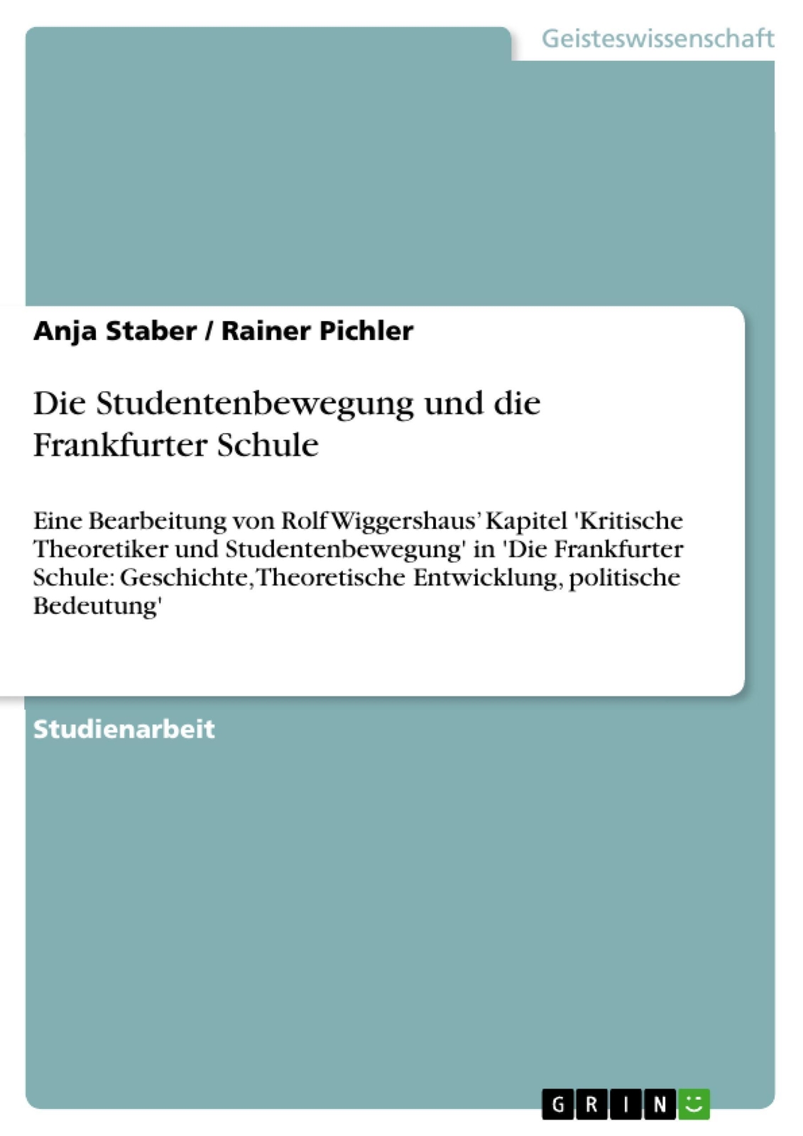 Thumbnail - Rainer Pichler (u. A.) | Die Studentenbewegung Und Die Frankfurter
