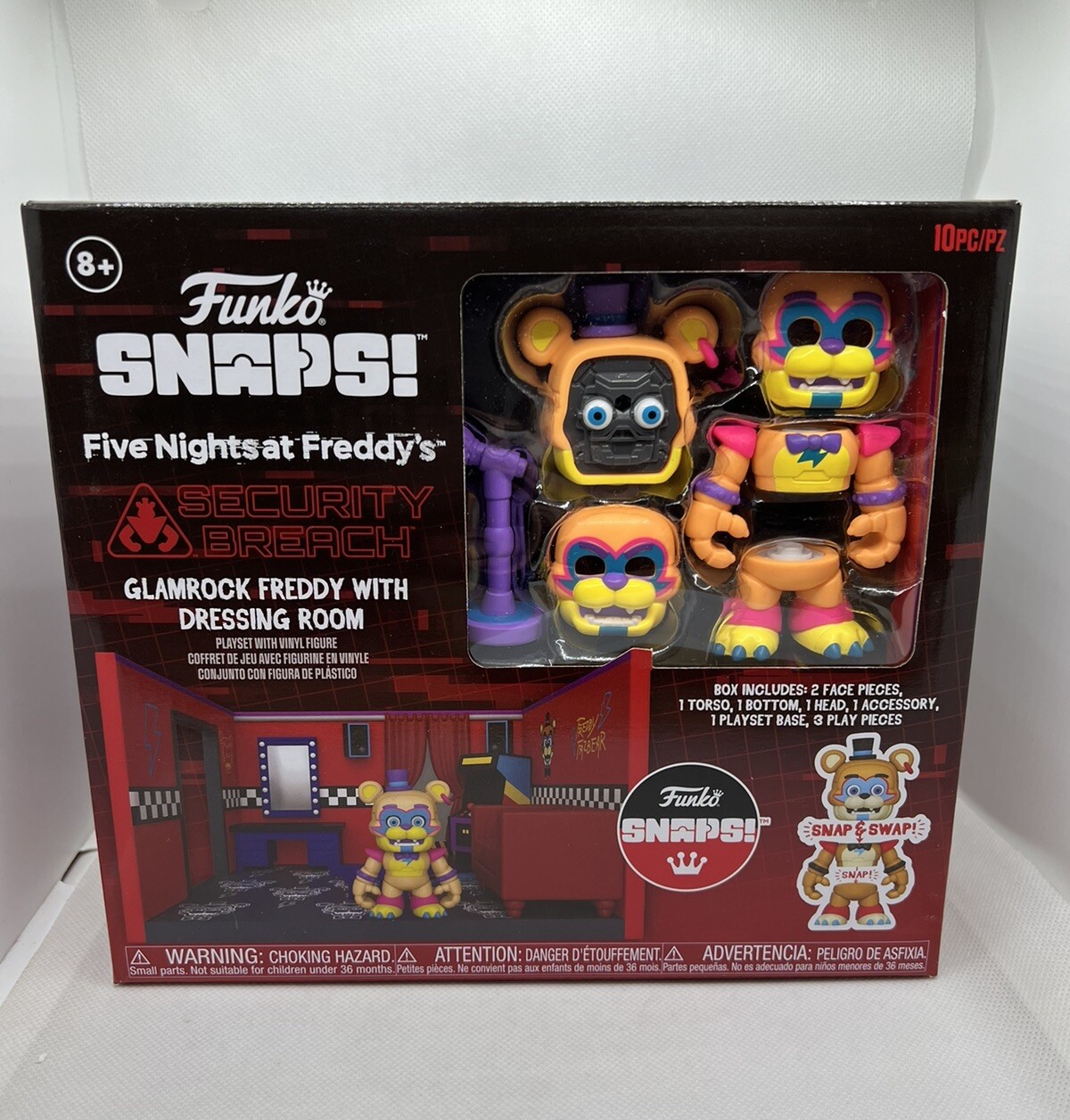 Five Nights At Freddys Snaps Glamrock Freddy con Vestidor FNAF Snap NUEVO UK