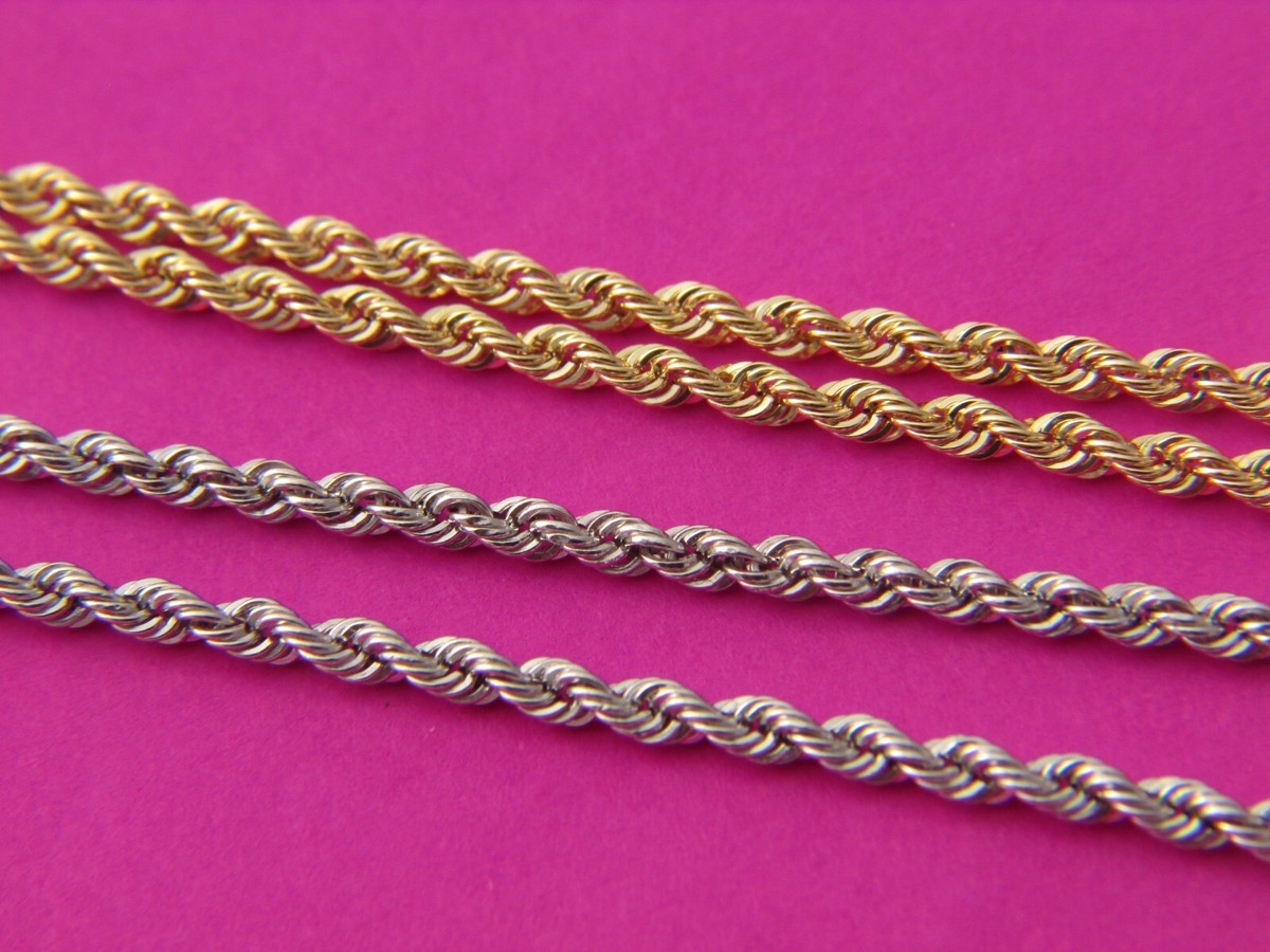 アクセサリー 10K Gold Rope Necklace 51cm 2mm Hollow 10K Yellow Gold Rope Chain For Men & Women Sparkle