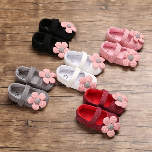 Newborn Toddlers Baby Pram Shoes Girl Flower Princess Garden Wedding Slippers - Picture 4 of 16