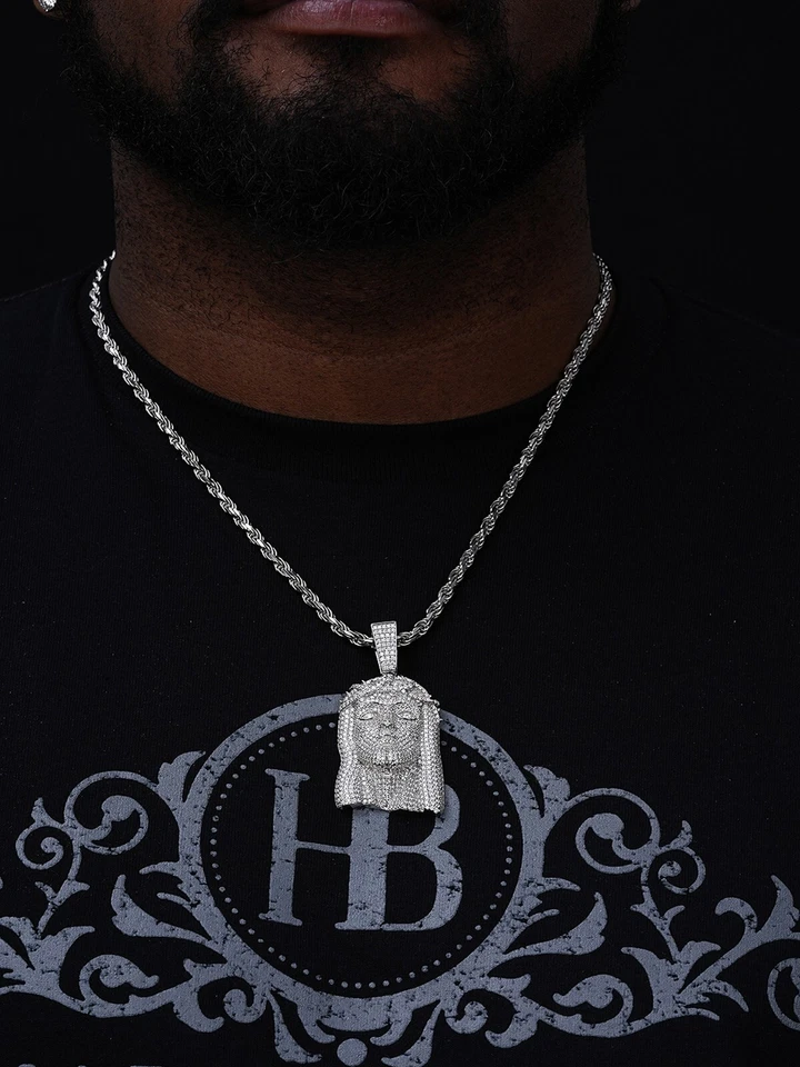 Colgante Pieza Jesús MOISSANITA Real Totalmente Helado Pasa Probador Hip Hop Plata 925 Foto 3 de 4