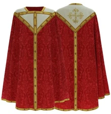 Red/cream Conical Chasuble with stole Vestment Casulla Roja Casula Kasel C837C26