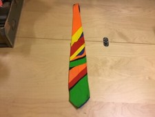 Original FUNKY 1960's or 70's Vintage TIE -- CRAZY COLORS orange green blue yell