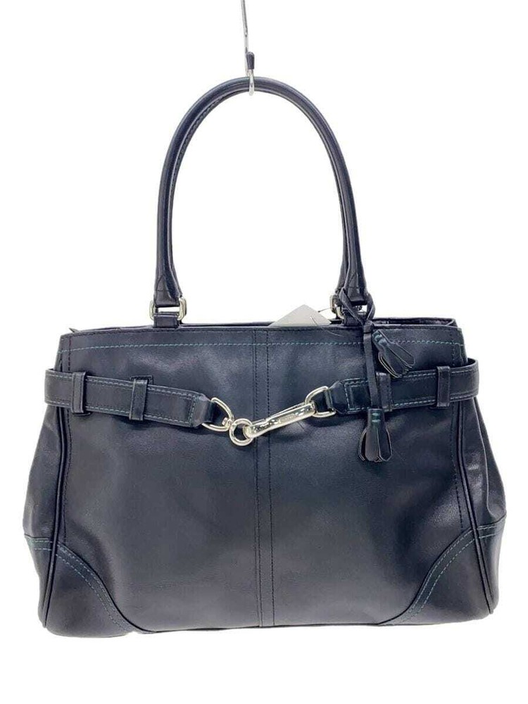 COACH Tote Bag Leather BLK Solid Color G060-8A71
