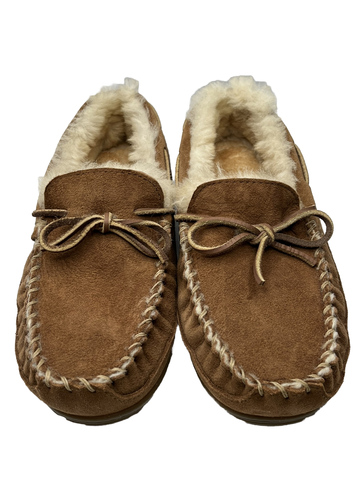 LL Bean Mens Slippers Wicked Good Brown Suede Shearling Lined Moccasin Size 9 M eBay