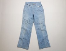 Vintage 70s Streetwear Womens 27 Distressed Flared Wide Leg Denim Jeans Blue USA