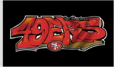 San Francisco 49ers Red Graffiti 3x5 FT Flag Double Sided Same Image NFL Fan