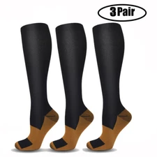 3/6 Pairs Copper Compression Socks-Women/Men Circulation Reduces Swelling & Pain