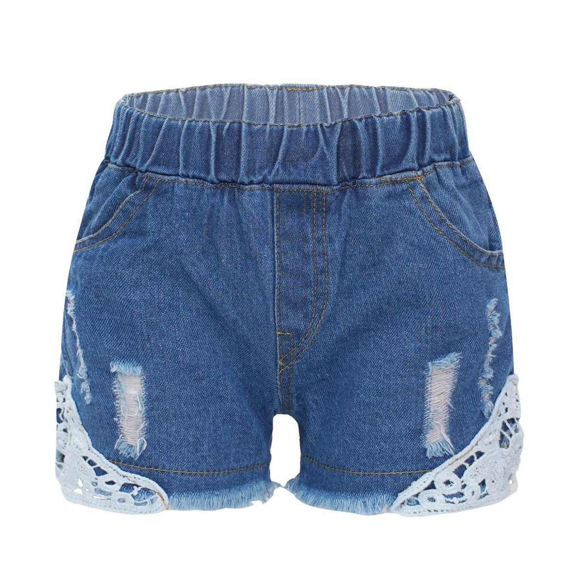 Elastic sales jean shorts