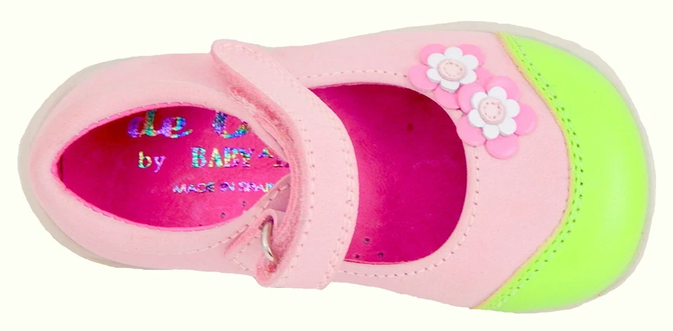 DE OSU - España - Zapatos de vestir de cuero rosa lima para bebés niñas -Europeos 19 - EE. UU. talla 4 Foto 3 de 4