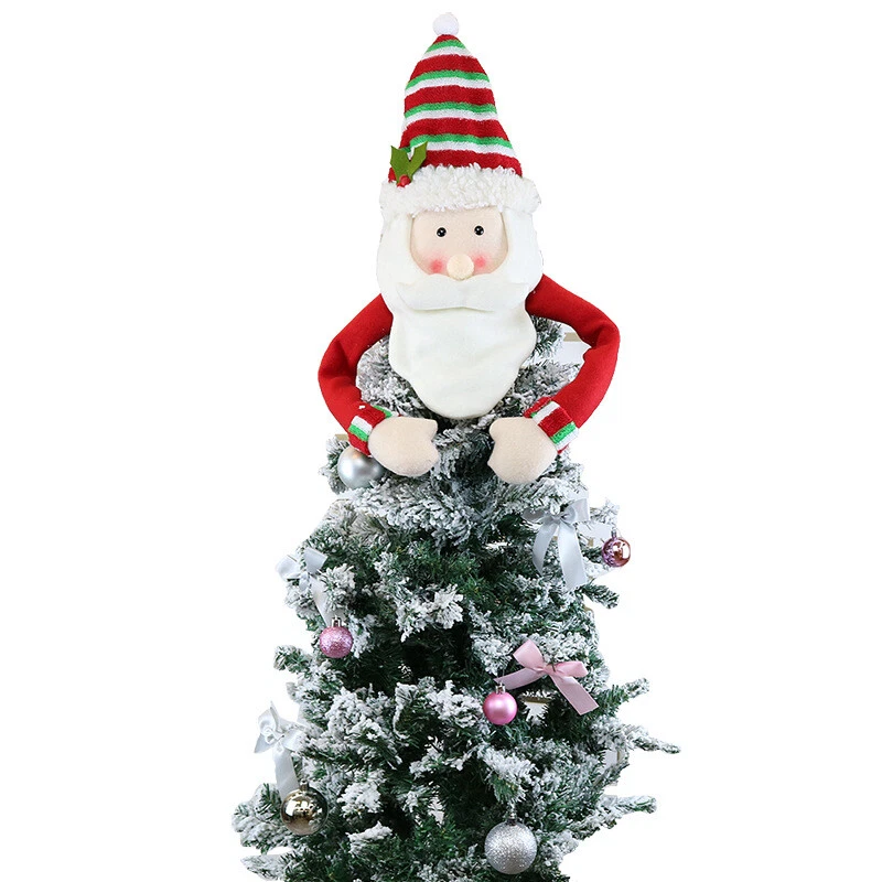 Christmas Tree Top Decors Topper Cover Snowman Hugger Funny Xmas Home Ornaments - Image 4 of 4