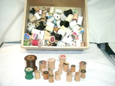 Lot of 175  Vintage Empty THREAD SPOOLS-Wood/Plastic/Foam--Asst Sizes.