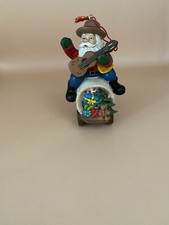 Western Santa Playing Guitar Ornament
