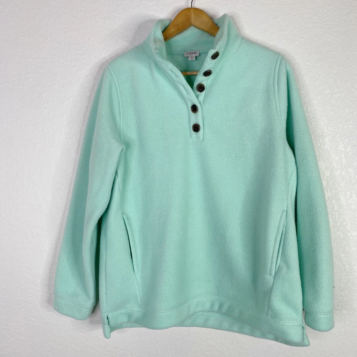 J. Crew Factory Women s Size Medium Mint Green Fleece Sherpa Pullover Sweater