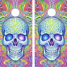 WATERPROOF FADEPROOF Cornhole Board Wraps / Colored Skull